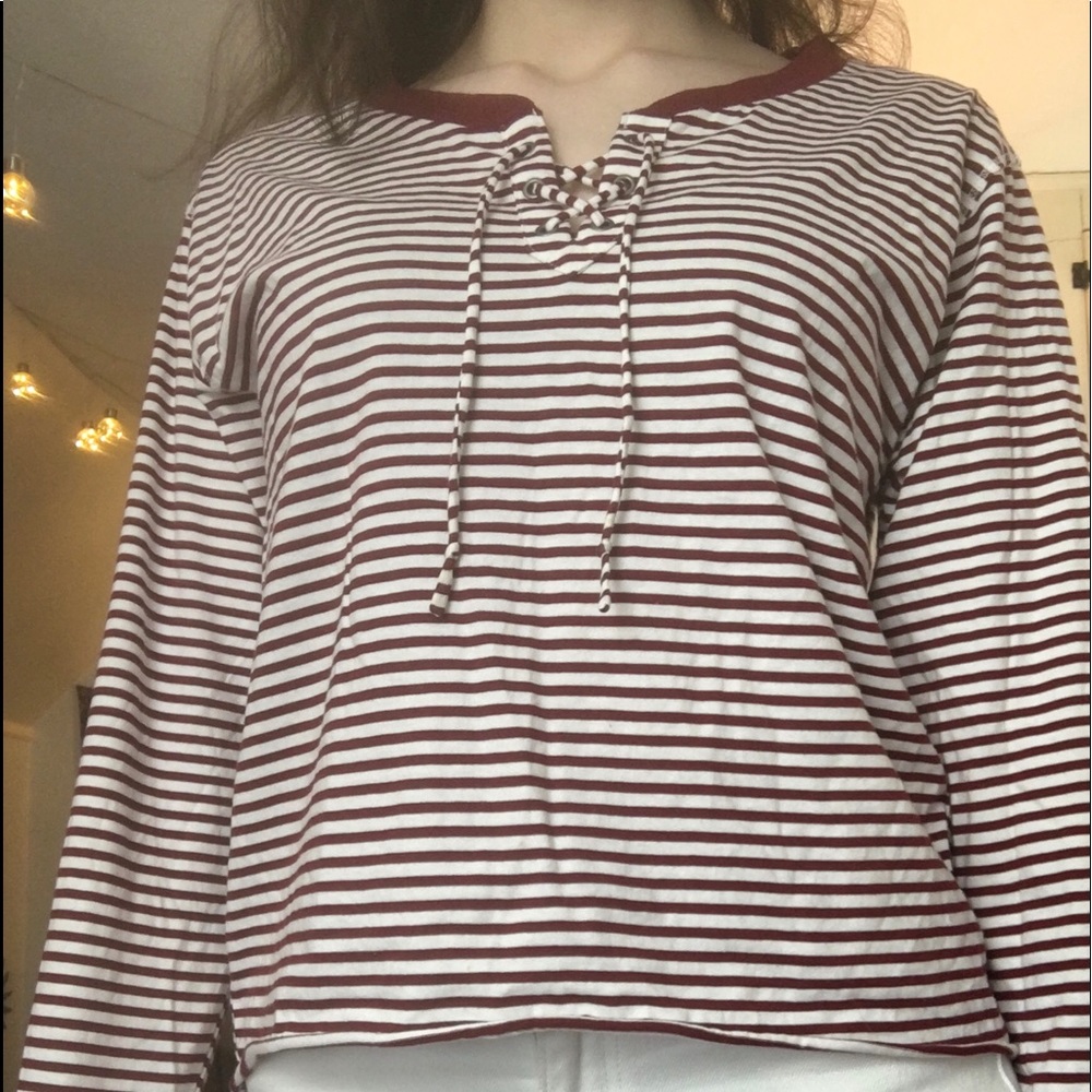 Hollister striped lace up shirt